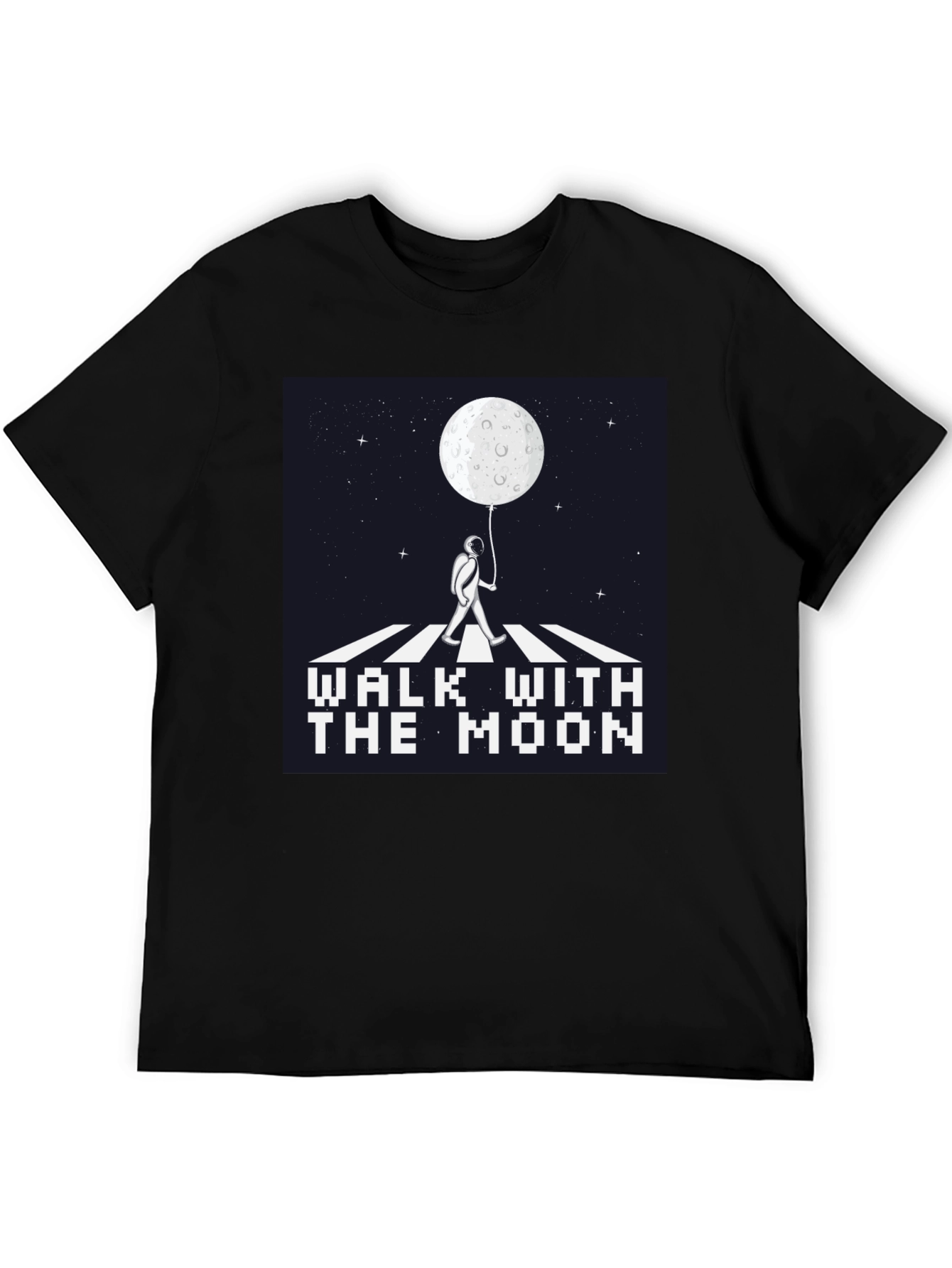Black Walk With The Moon Graphic Tee - Black Cotton Shirt view 5