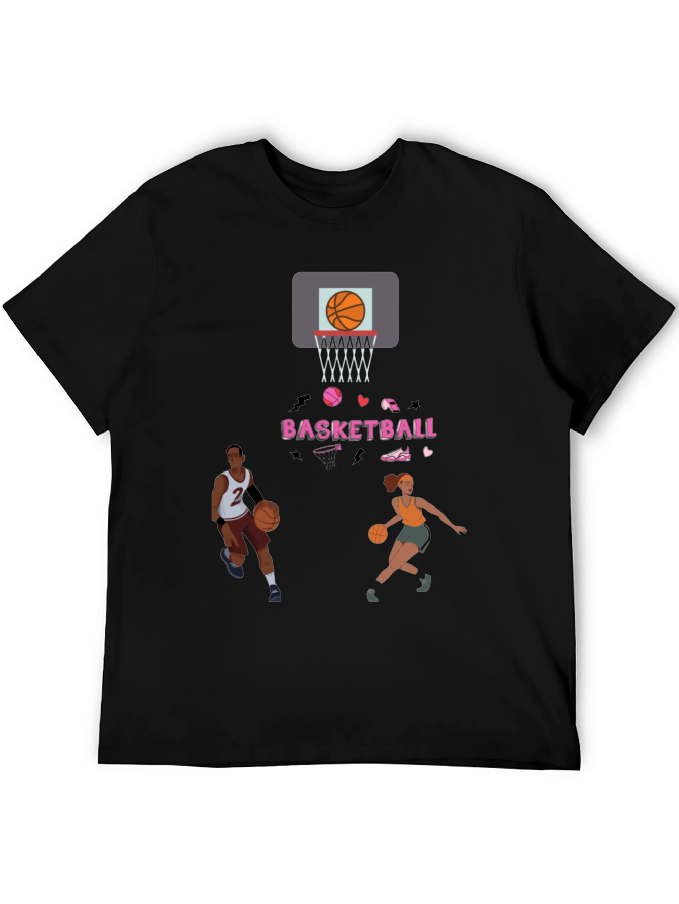 Black Basketball Graphic Tee - Playful & Sporty view 5