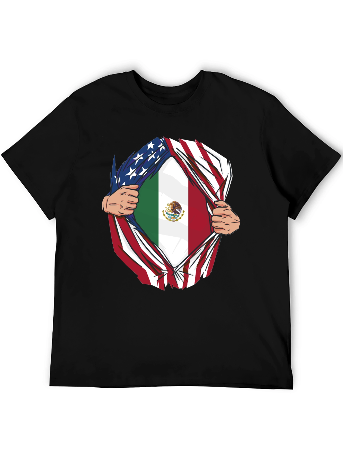 Black USA and Mexico Flag T-Shirt view 5