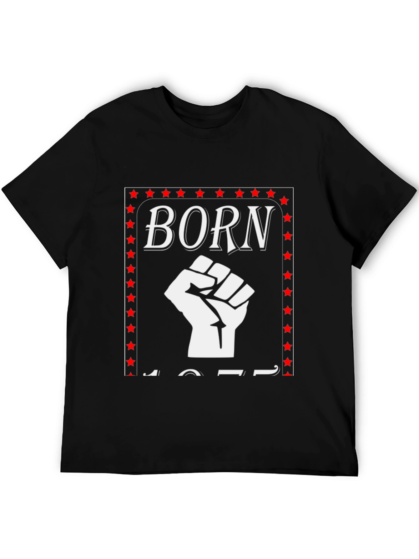 Black Born 1977 Fist Graphic T-Shirt view 5