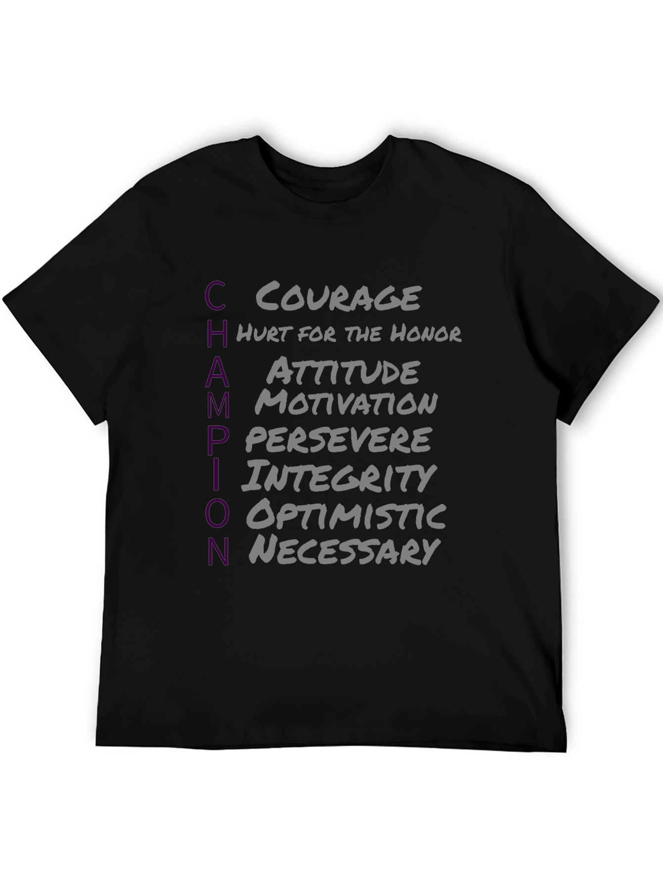 Black Champion T-Shirt: Courage, Attitude, Perseverance view 5