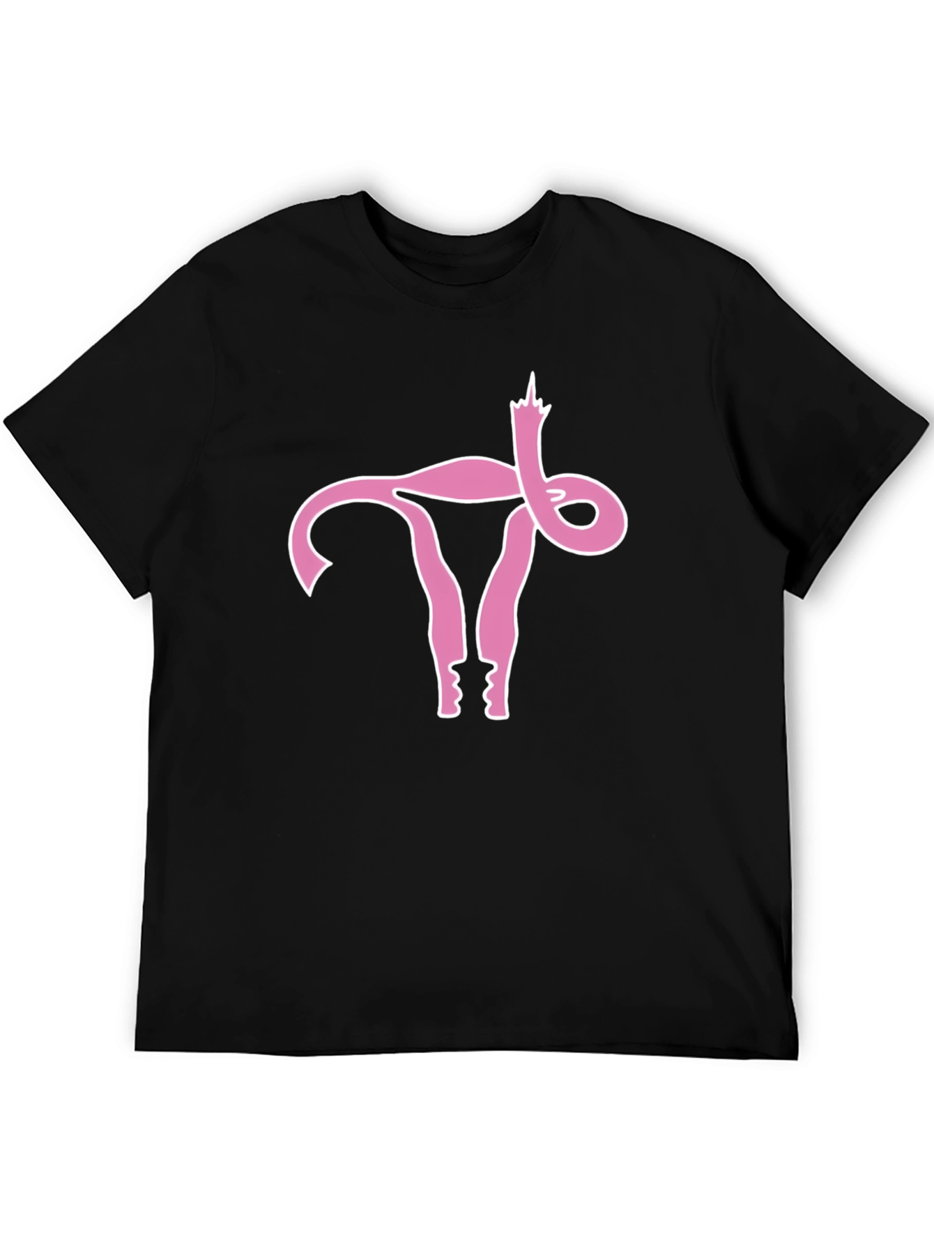 Black Uterus Middle Finger Graphic Black Tee view 5