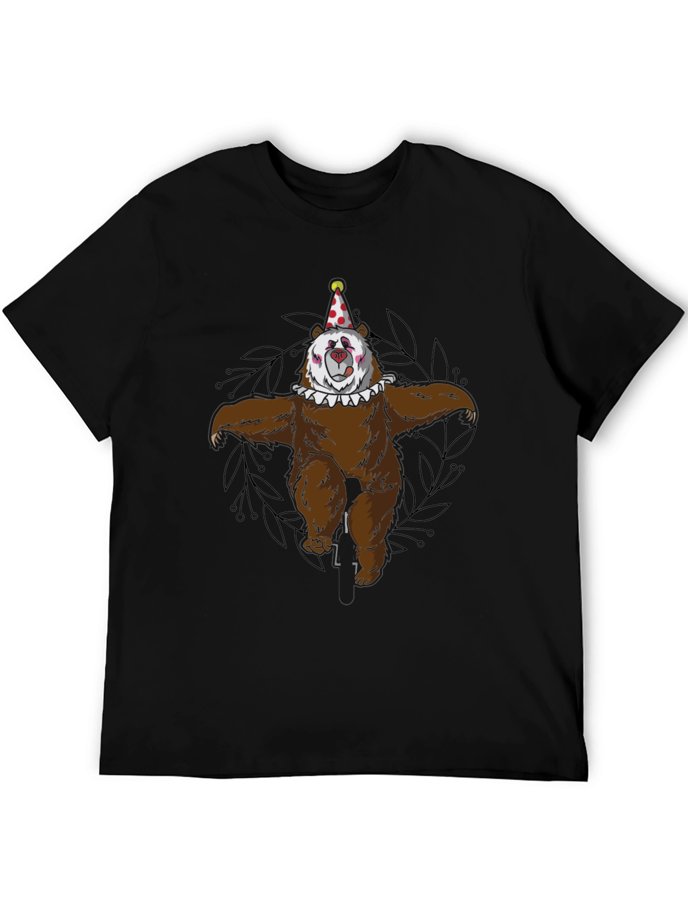 Black Clown Bear on Unicycle Graphic Tee - Mens Black T-Shirt view 5