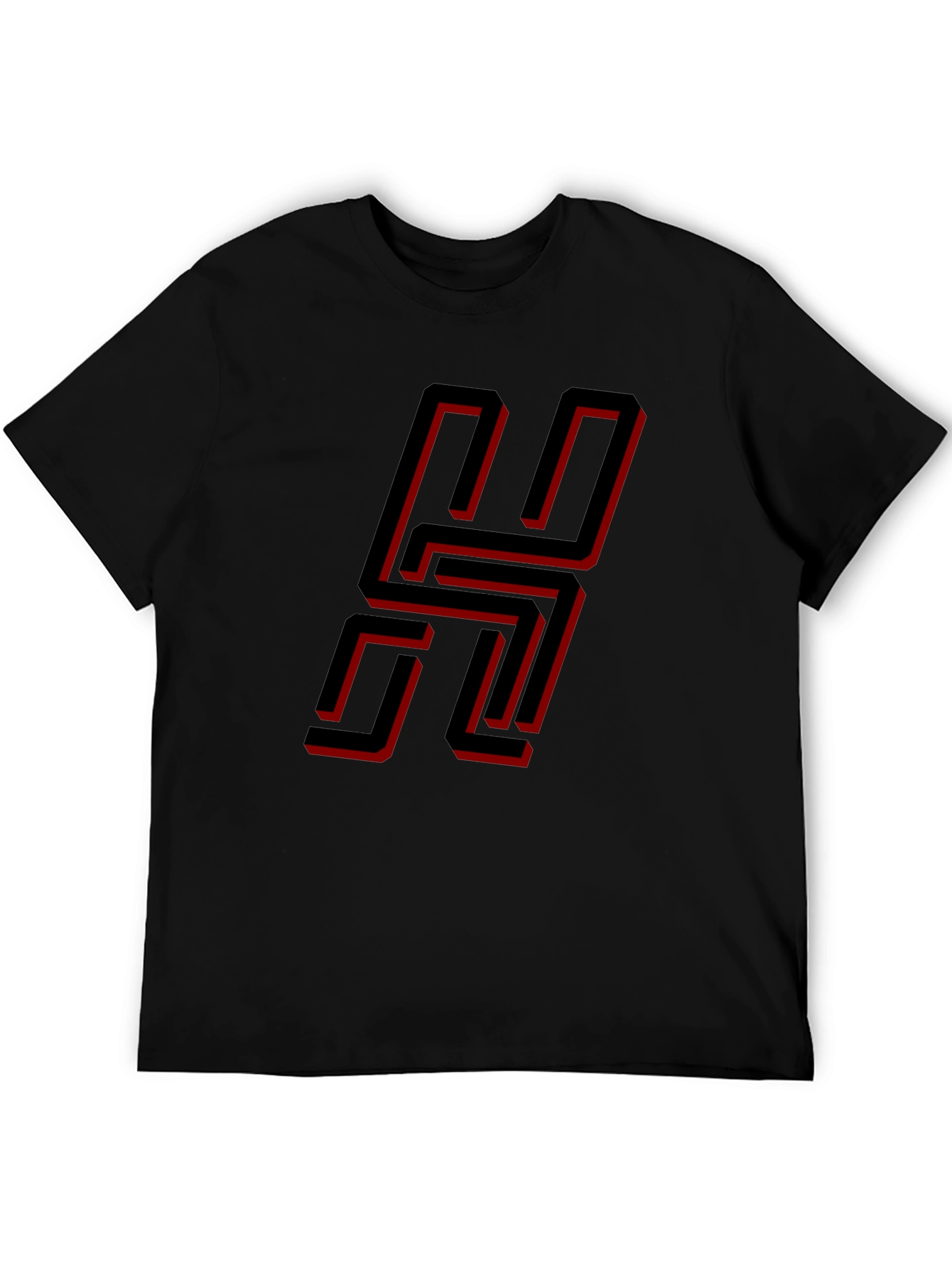 Black Geometric "H" Black T-Shirt - Modern Style view 5