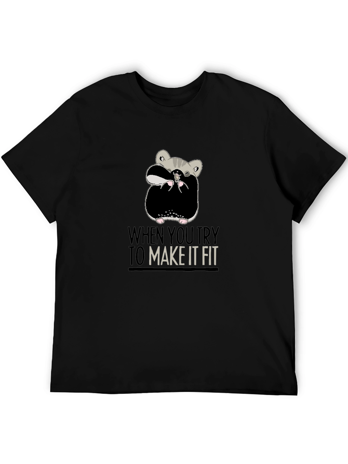 Black Funny Hamster T-Shirt - Make It Fit view 5