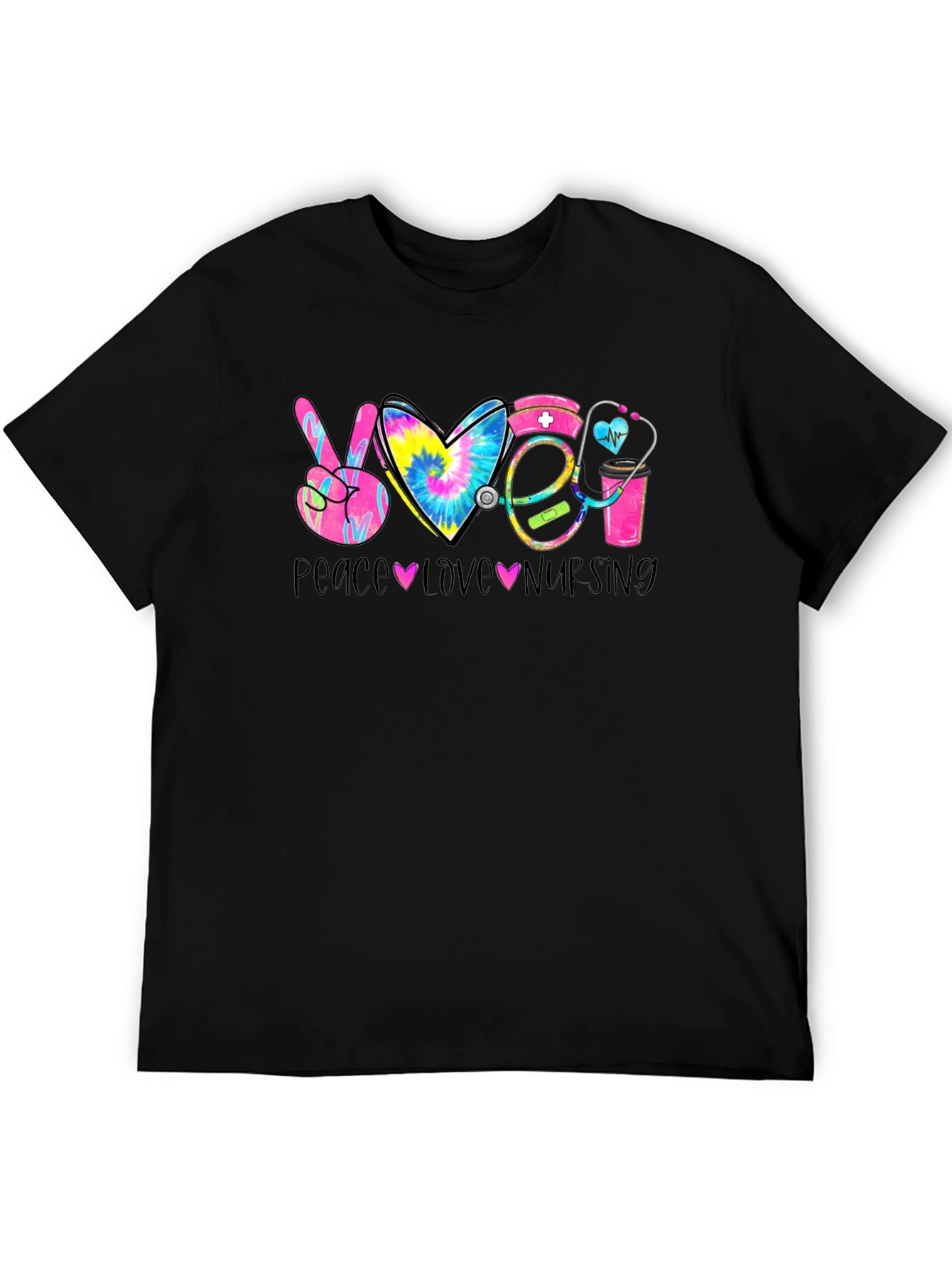 Black Peace Love Nursing T-Shirt - Nurse Appreciation Gift view 5