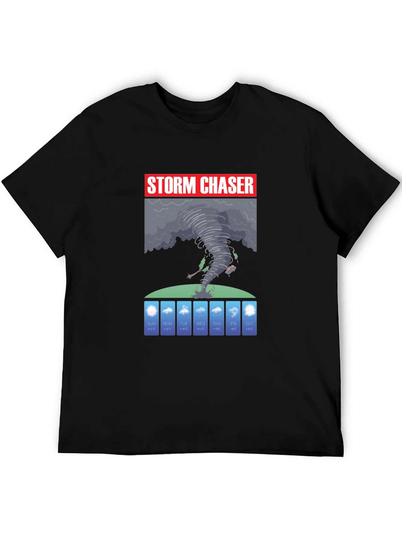 Black Storm Chaser Graphic T-Shirt - Weather Forecast Design view 5