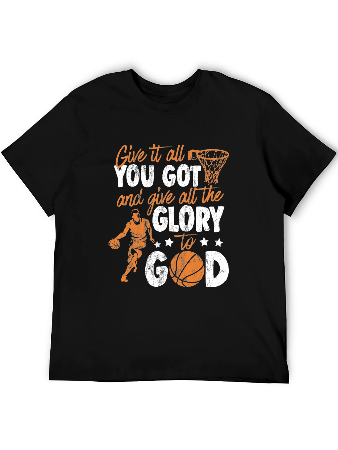 Black Give All the Glory to God Basketball T-Shirt view 5
