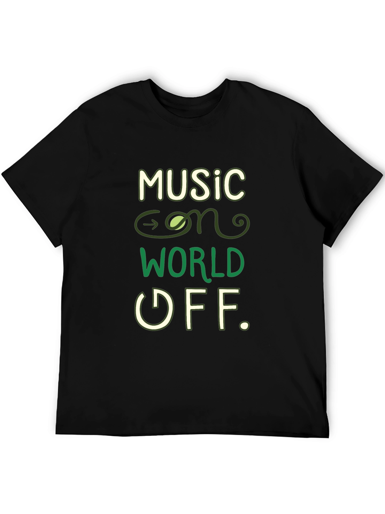 Black Music On, World Off T-Shirt - Black view 5