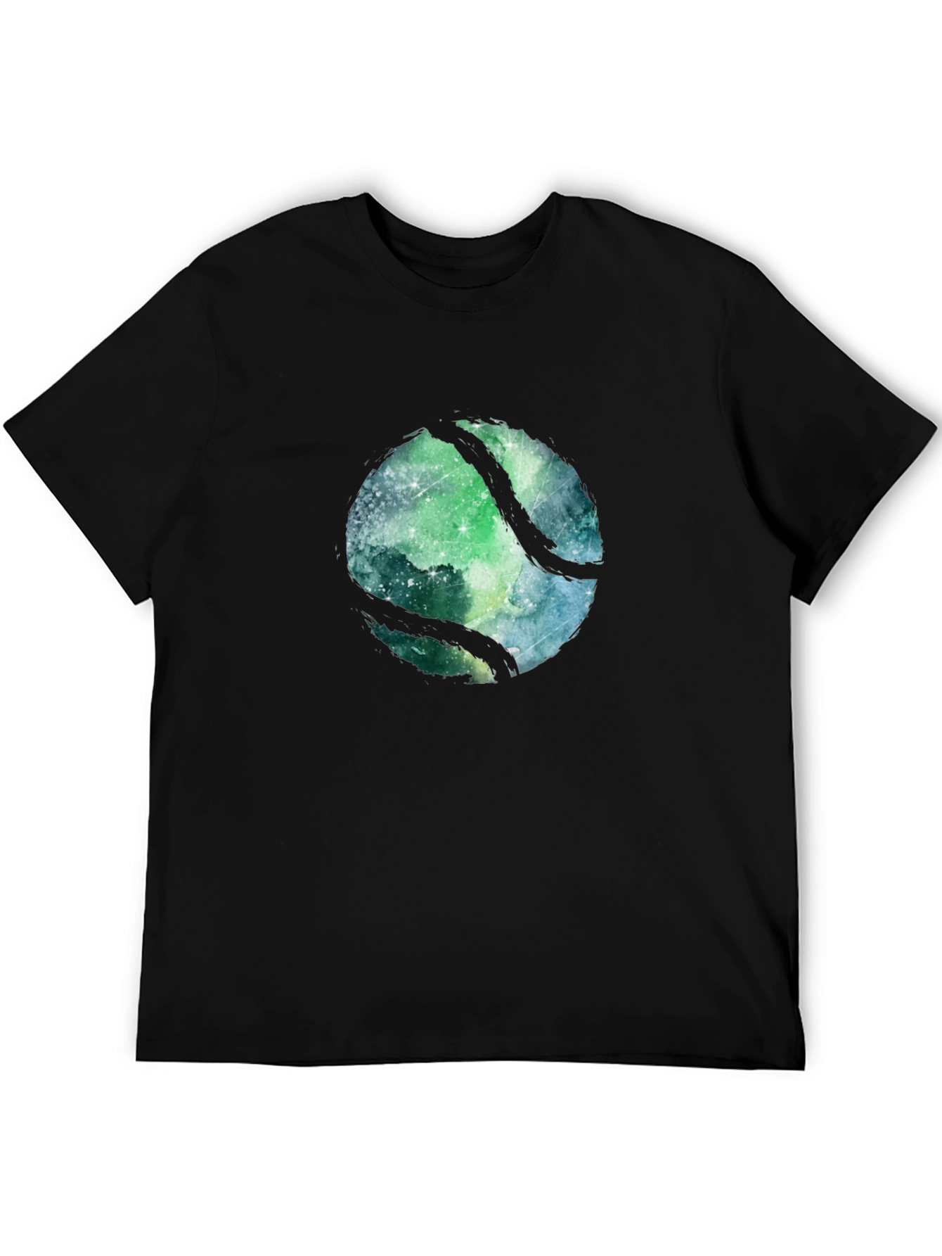 Black Cosmic Tennis Ball Black T-Shirt view 5