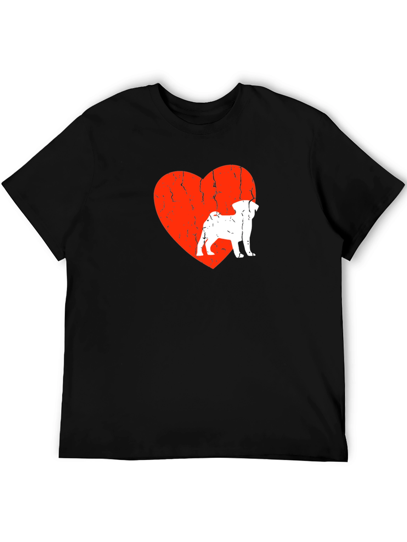 Black Pug Love Heart Graphic Tee - Men's Black T-Shirt view 5