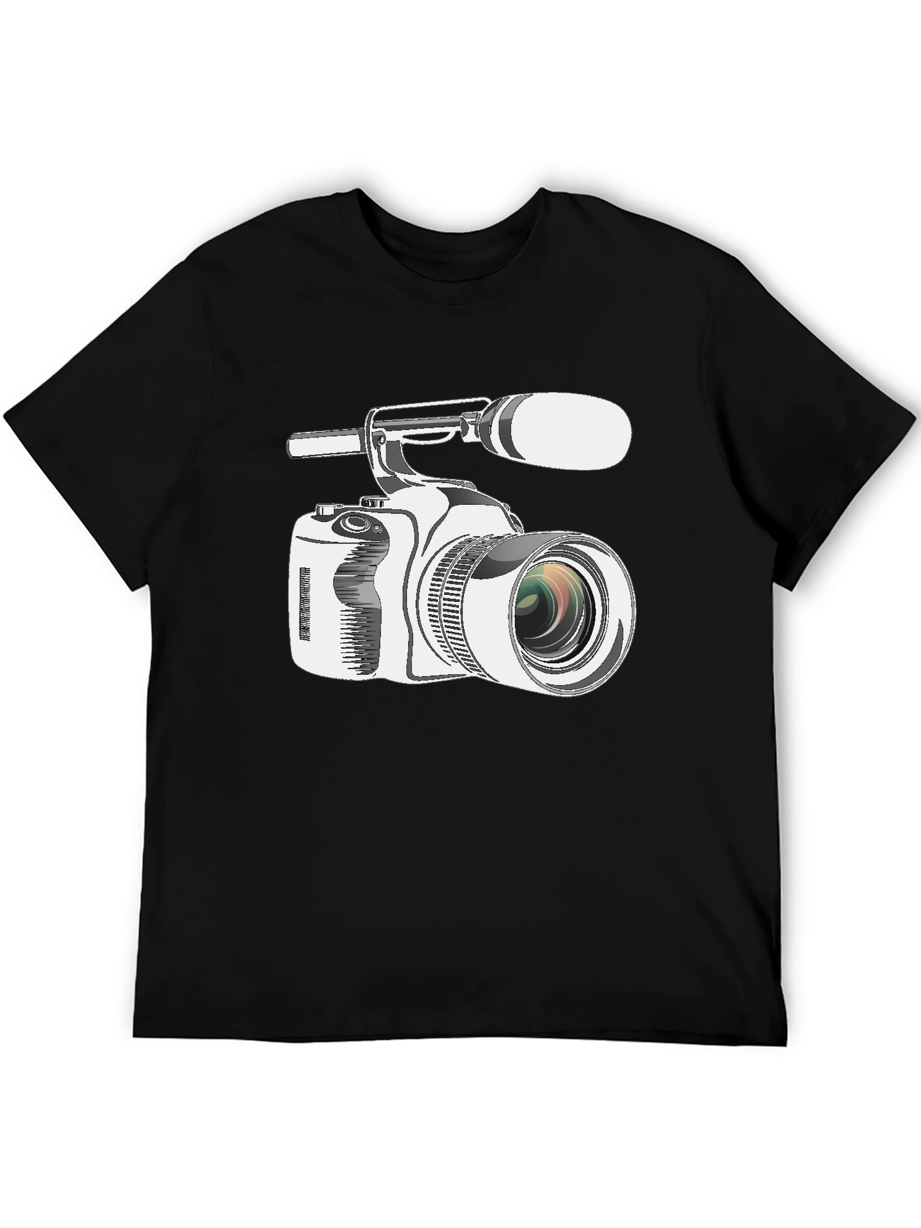 Black Retro Camcorder Graphic Tee - Black Cotton view 5