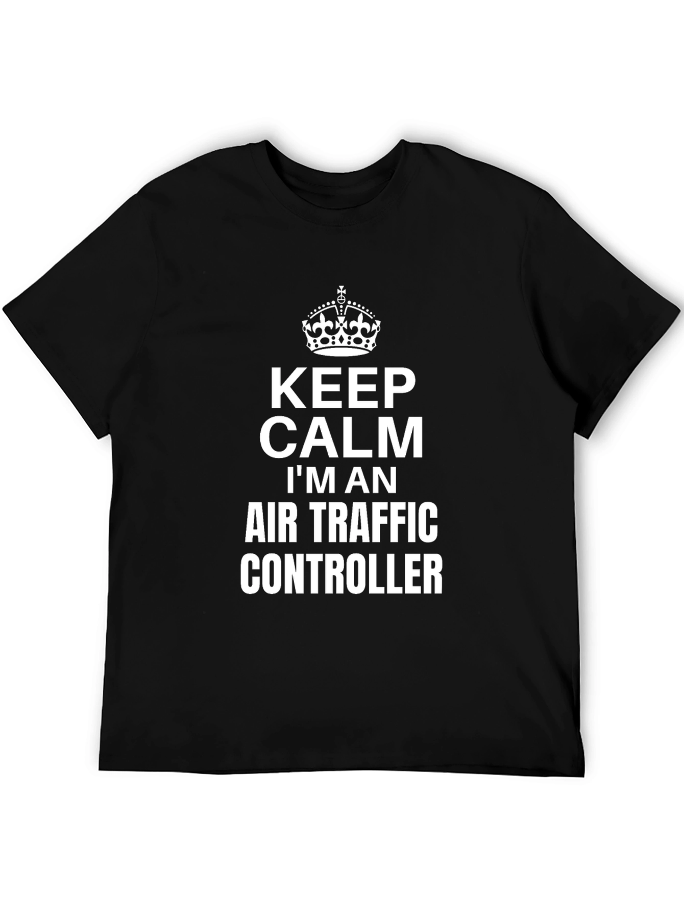 Black Keep Calm Air Traffic Controller Black T-Shirt view 5
