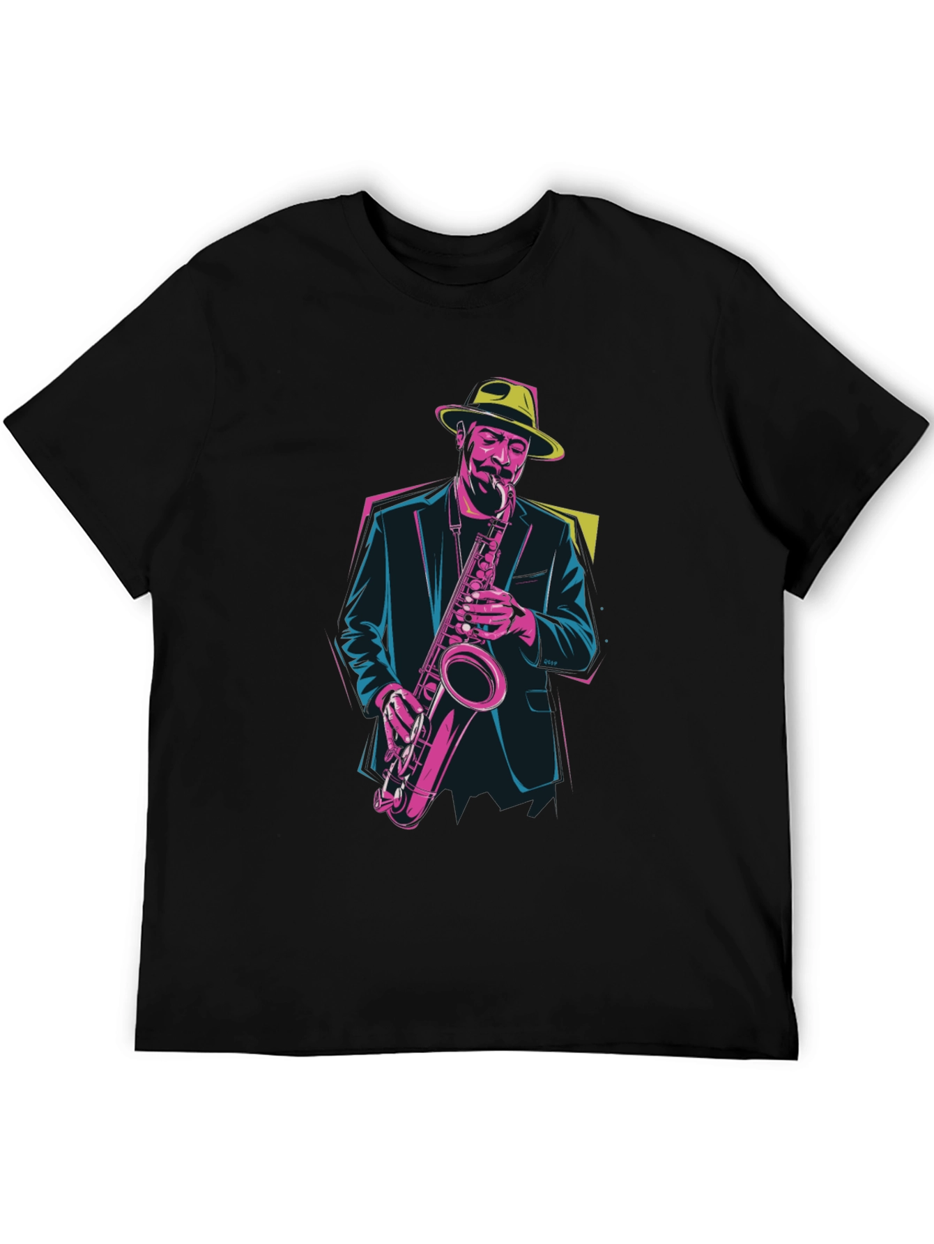 Black Jazz Saxophone Player Graphic Tee view 5