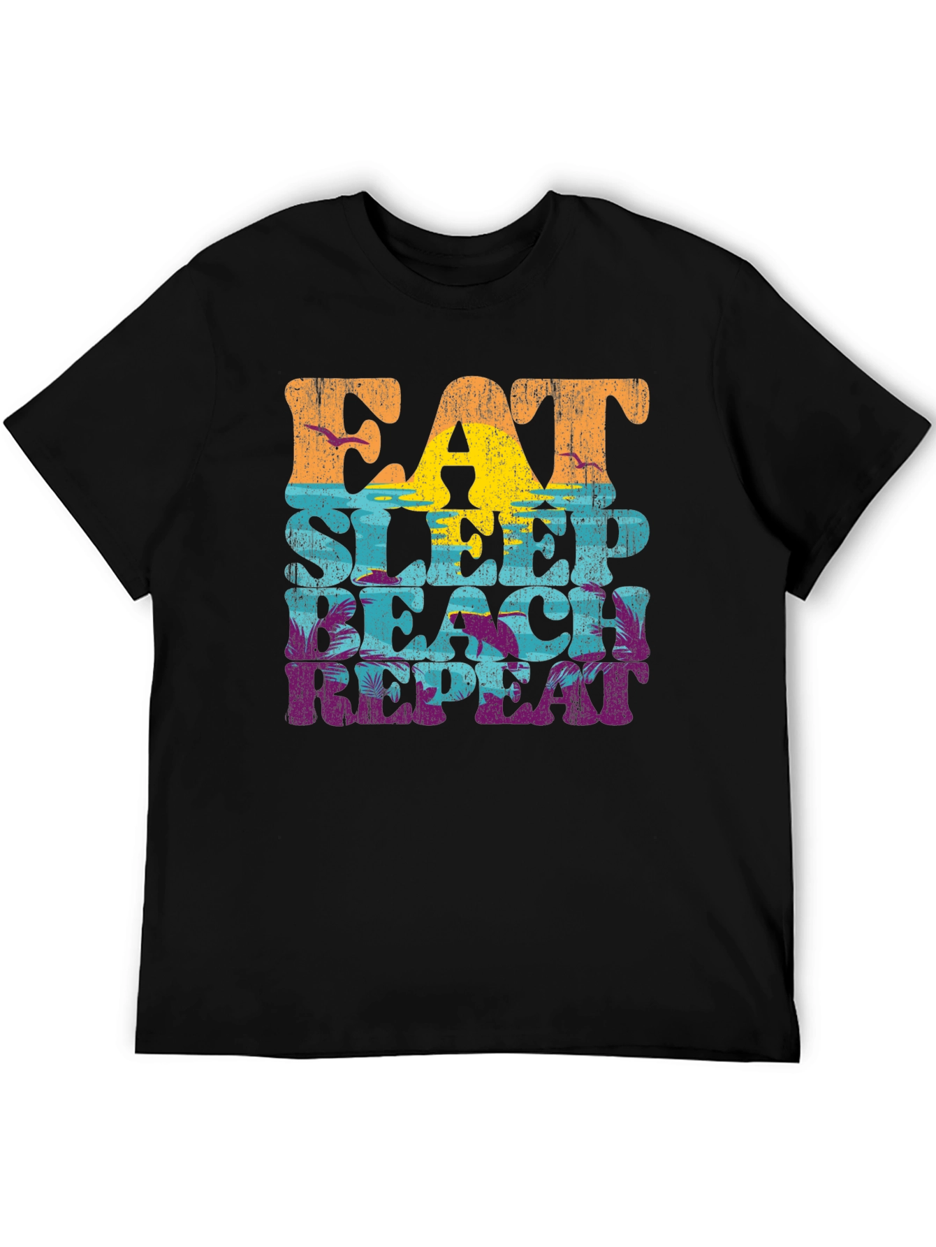 Black Eat Sleep Beach Repeat Graphic T-Shirt view 5