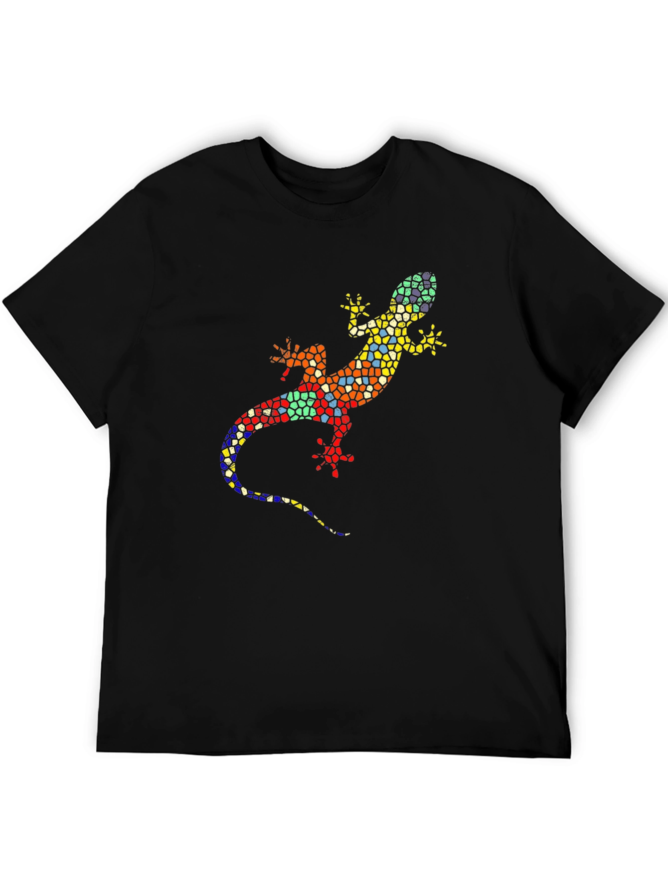 Black Mosaic Lizard Graphic Tee - Stylish Black T-Shirt view 5