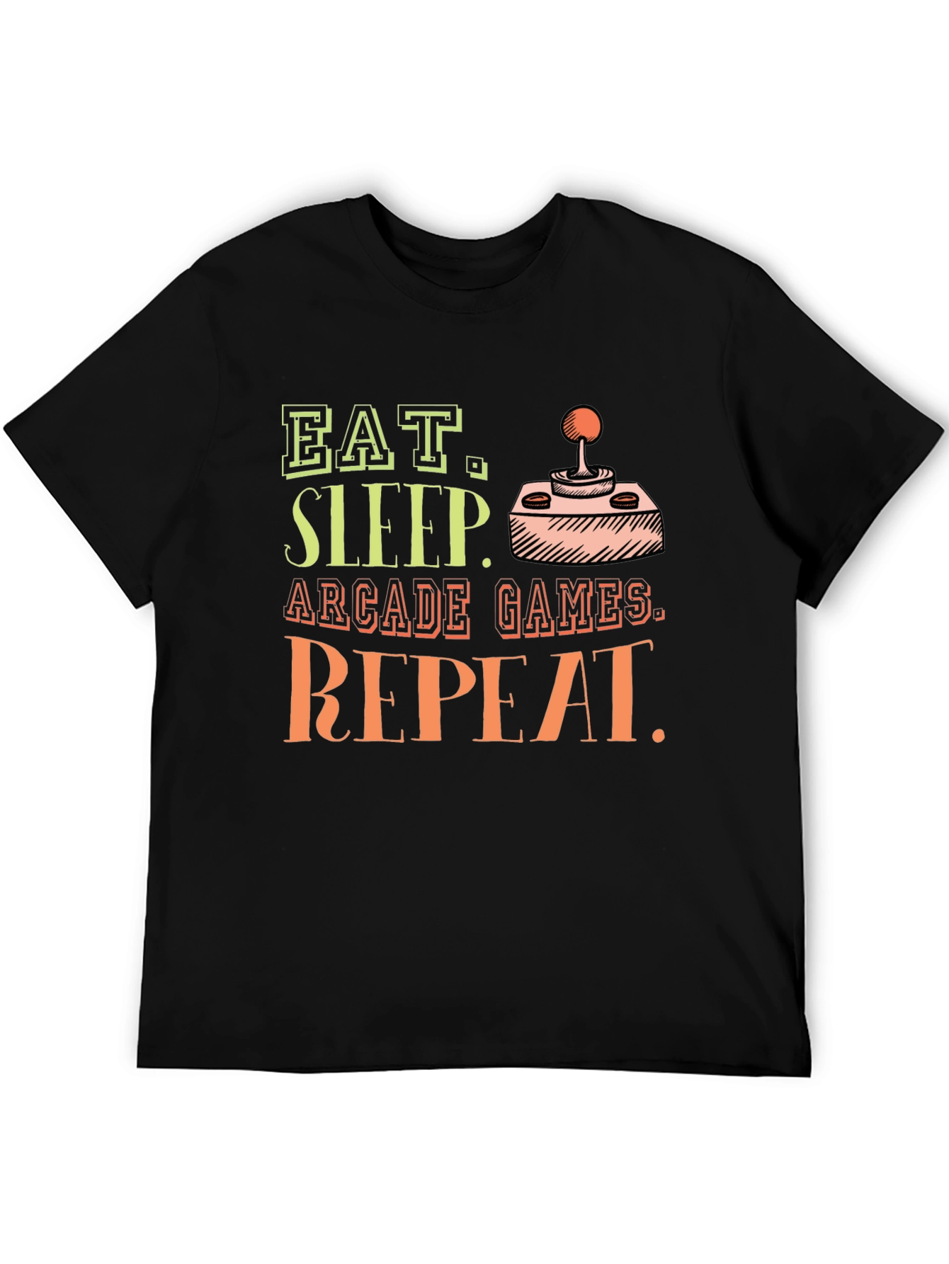 Black Eat Sleep Arcade Games Repeat T-Shirt view 5