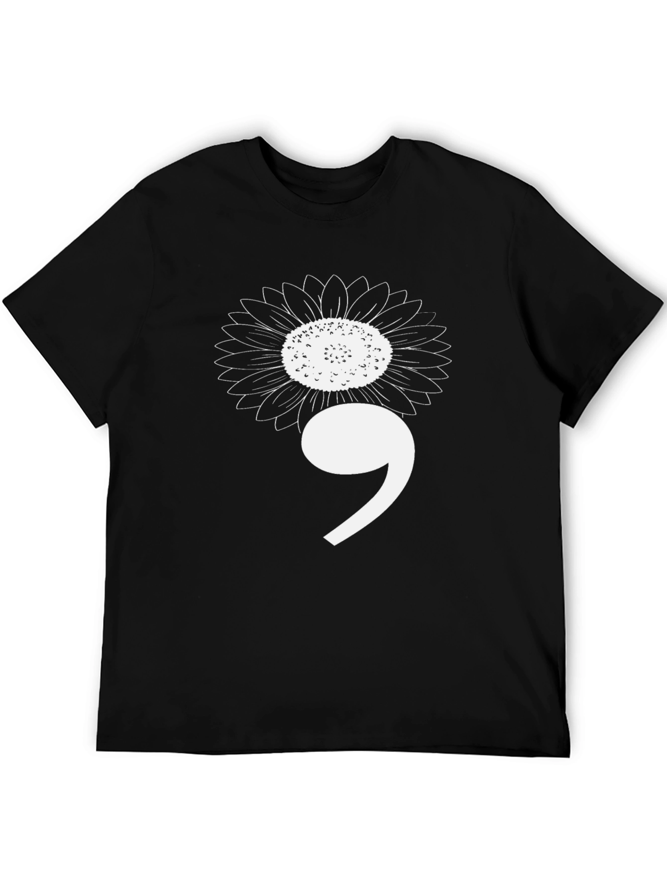 Black Semicolon Sunflower Graphic Tee - Mental Health Awareness view 5