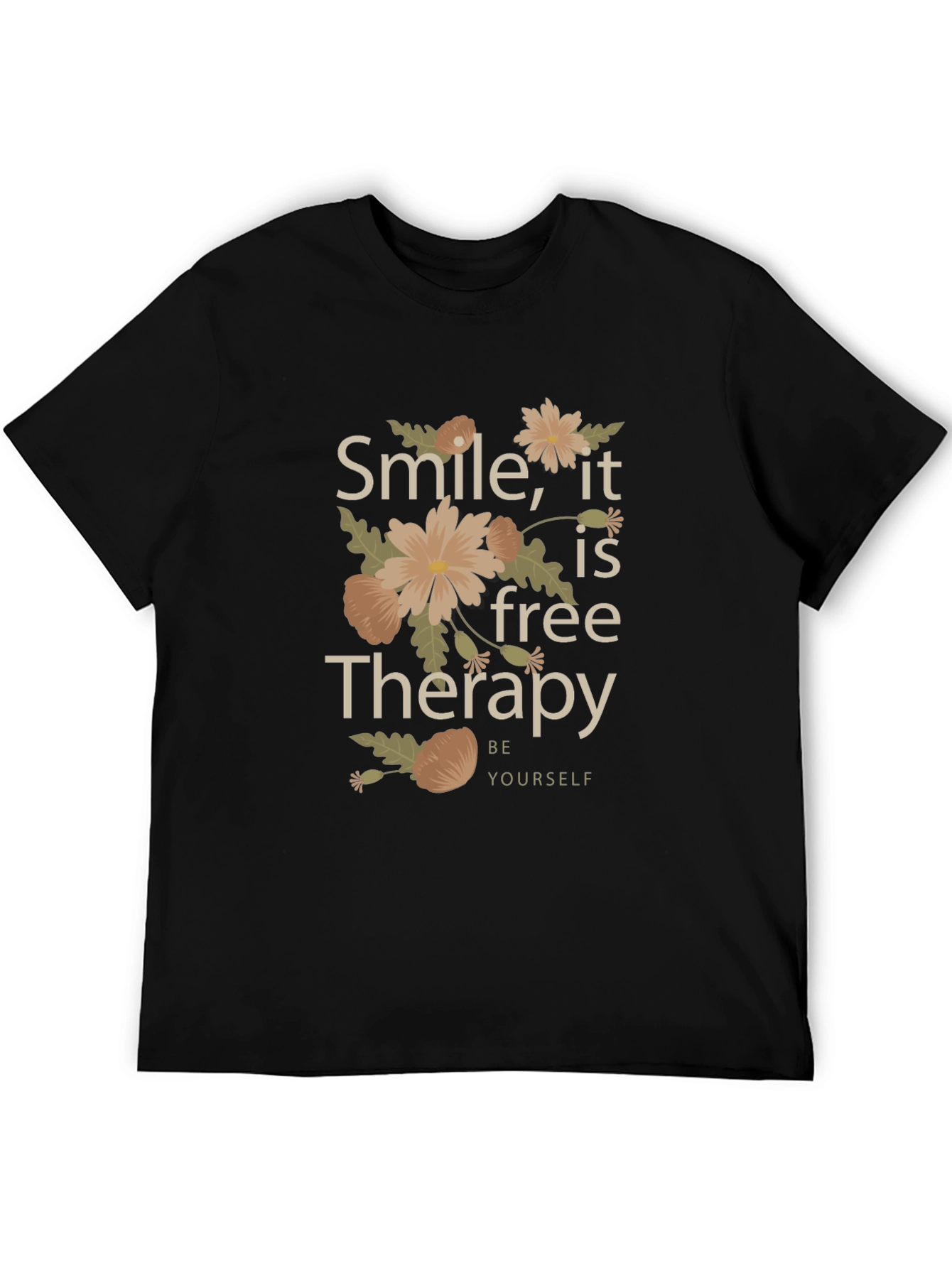 Black Smile, It's Free Therapy Black Graphic Tee view 5