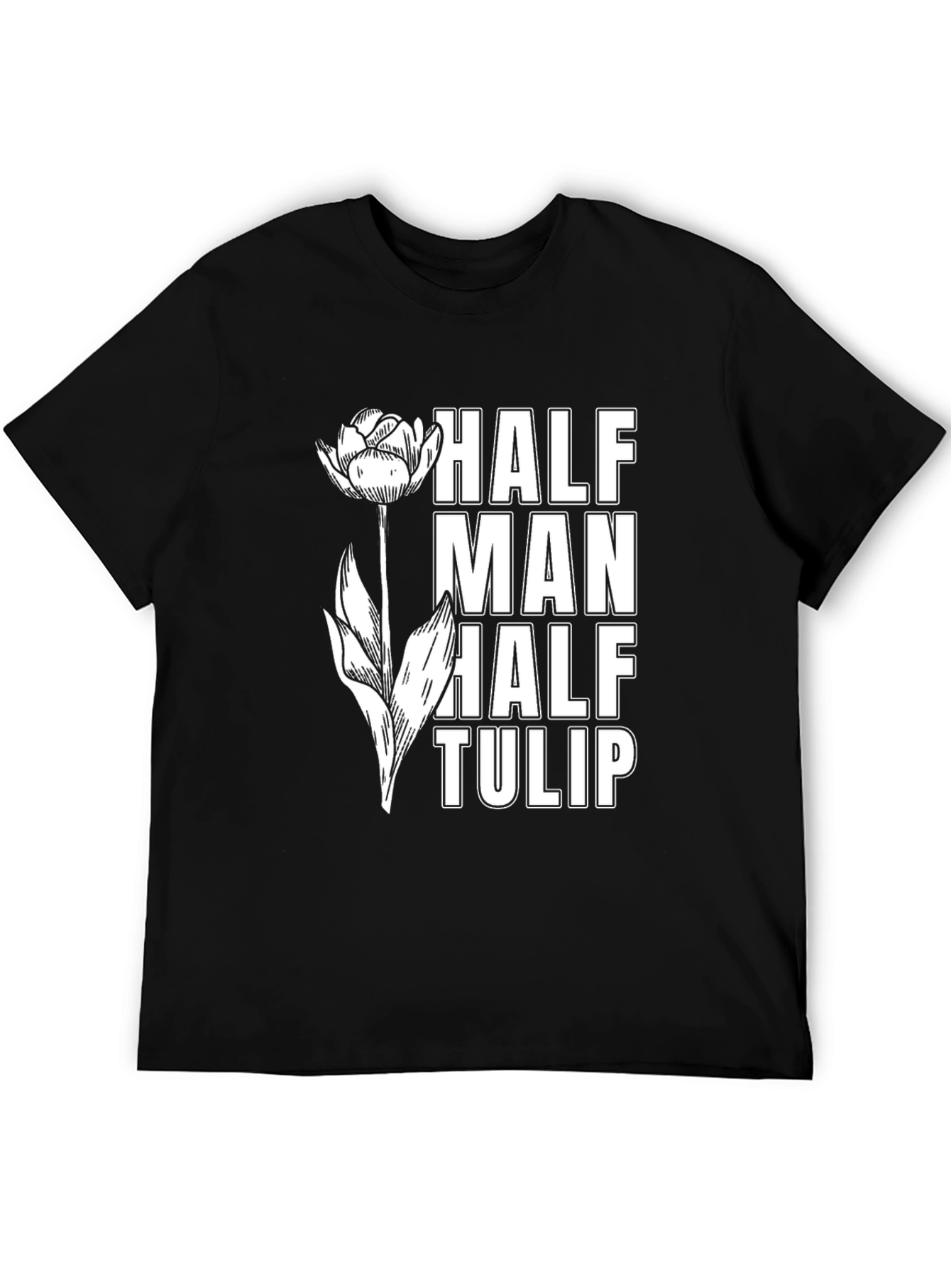 Black Half Man Half Tulip Graphic T-Shirt view 5