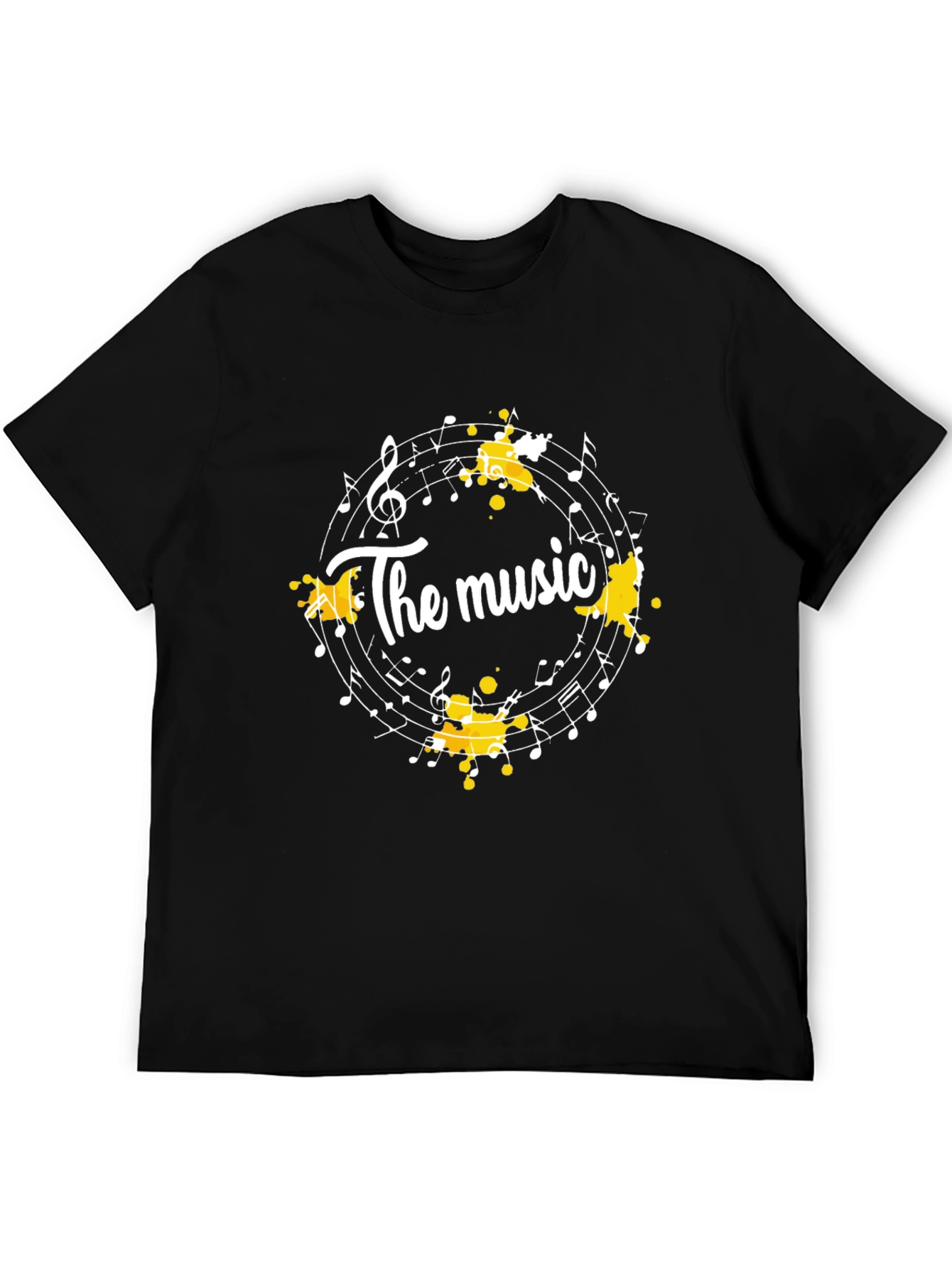 Black The Music Notes T-Shirt - Black Cotton Tee view 5