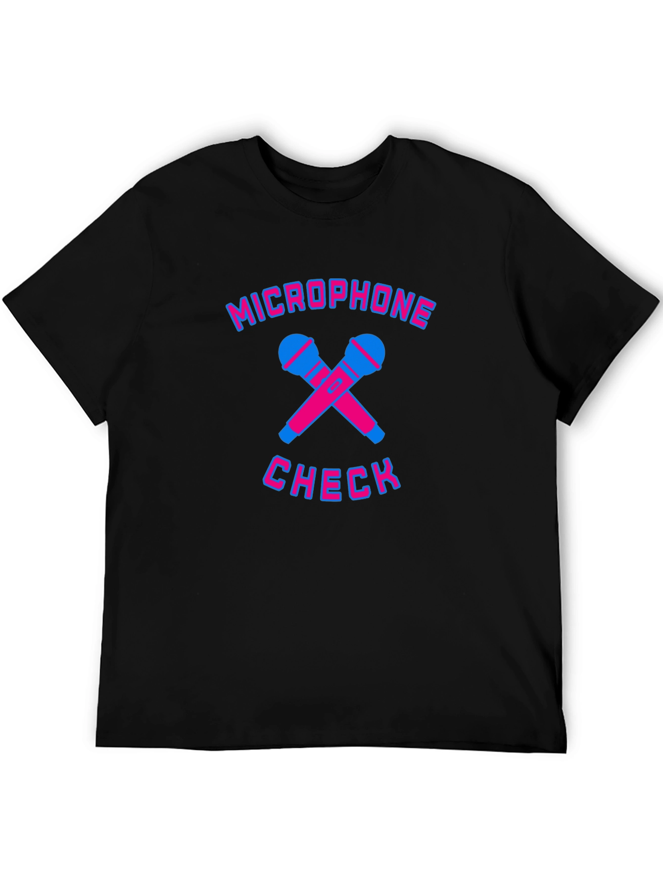 Black Microphone Check Graphic Tee - Black Cotton T-Shirt view 5