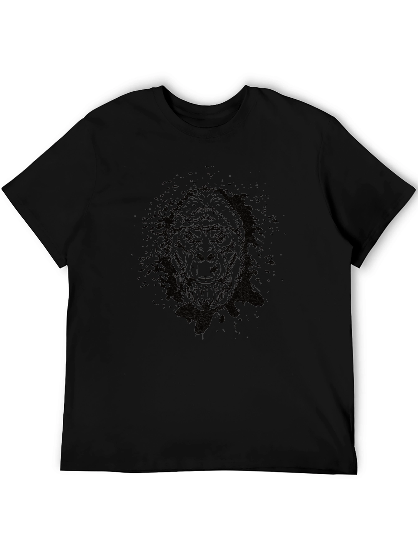 Black Men's Black Gorilla Graphic T-Shirt view 5