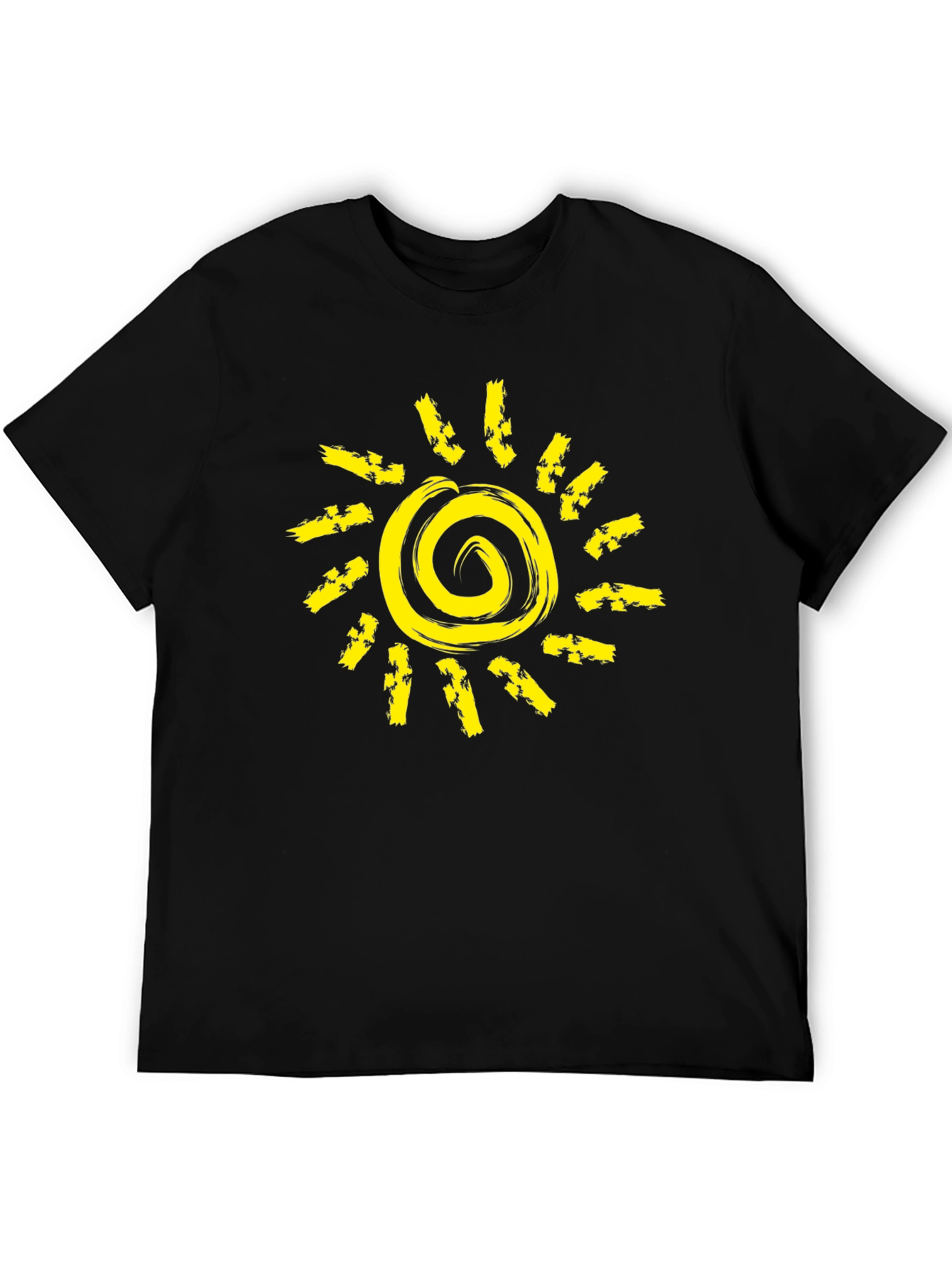 Black Sunshine Graphic Tee - Black Cotton Crew Neck T-Shirt view 5