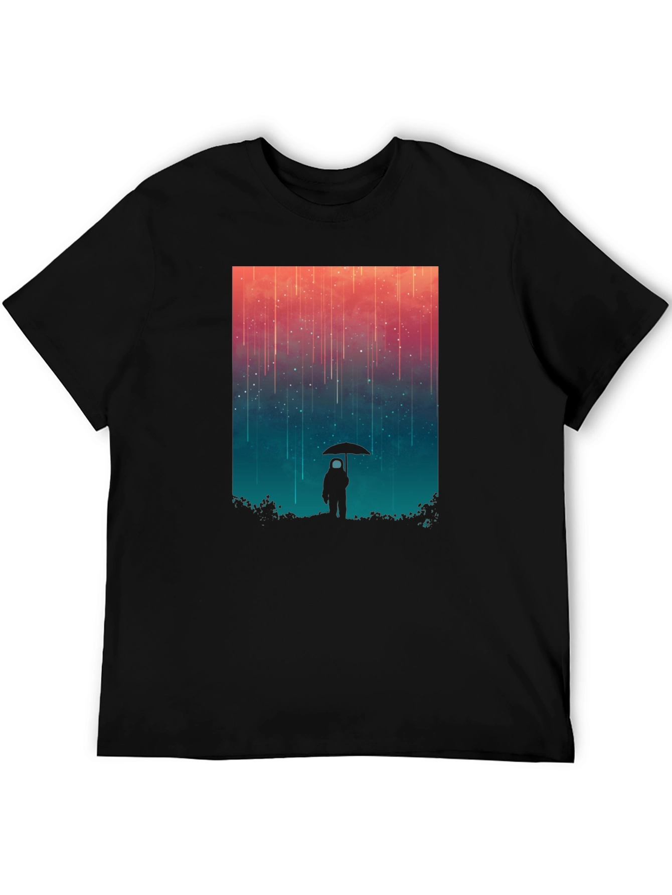 Black Cosmic Rain T-Shirt - Black Graphic Tee view 5
