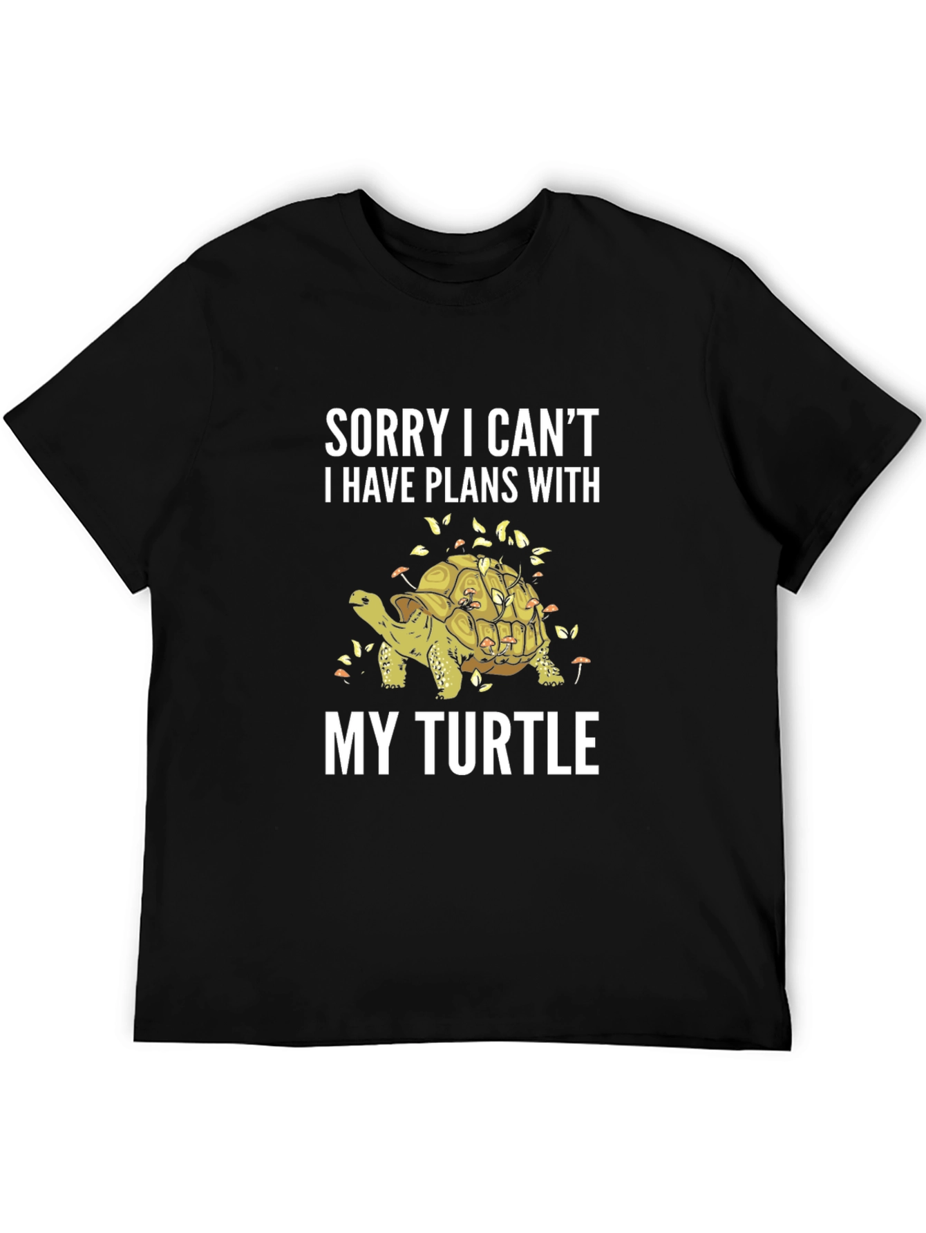 Black Sorry Plans With My Turtle Graphic Tee view 5