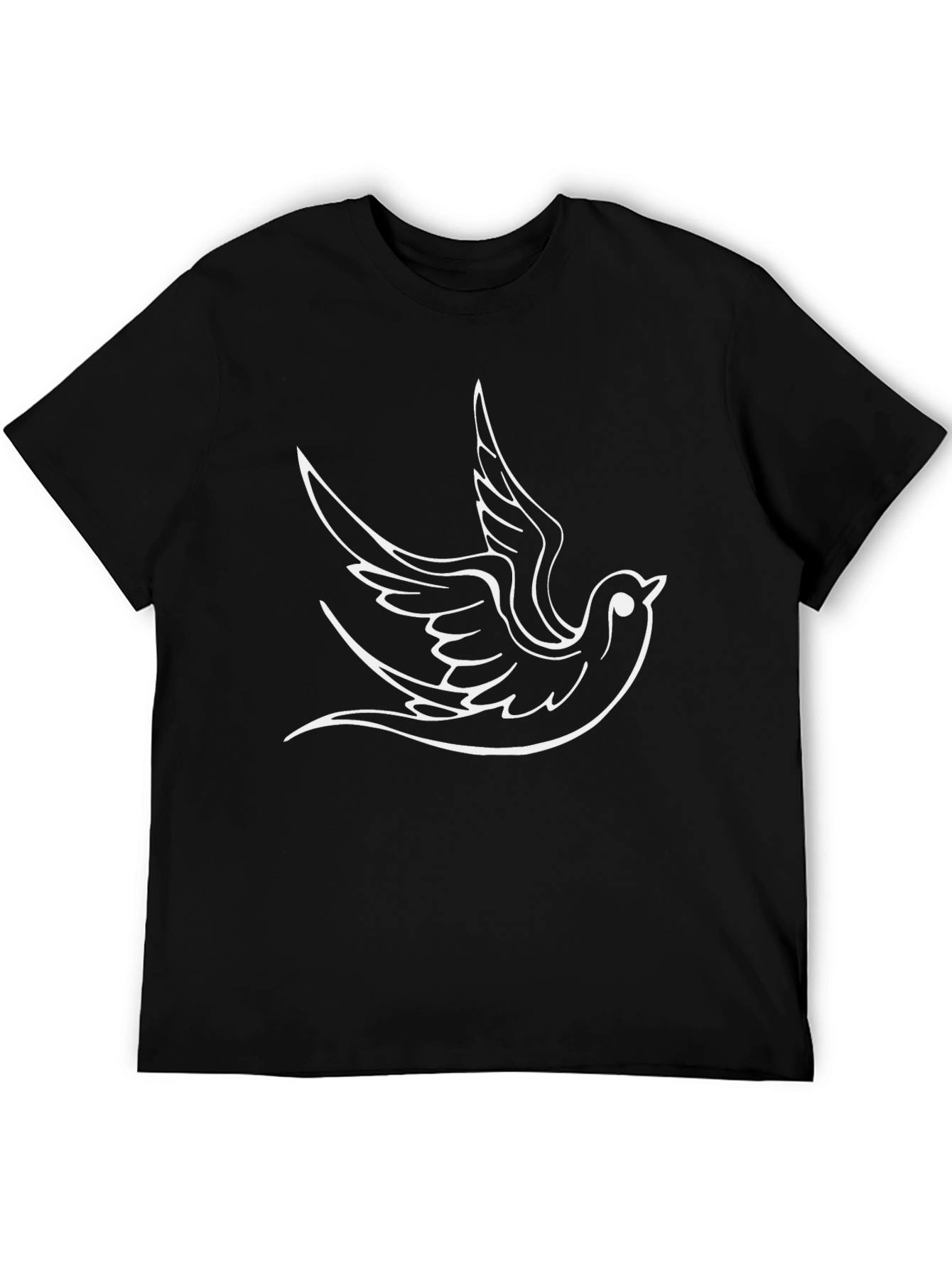 Black Stylish Black T-Shirt with Dove Design view 5