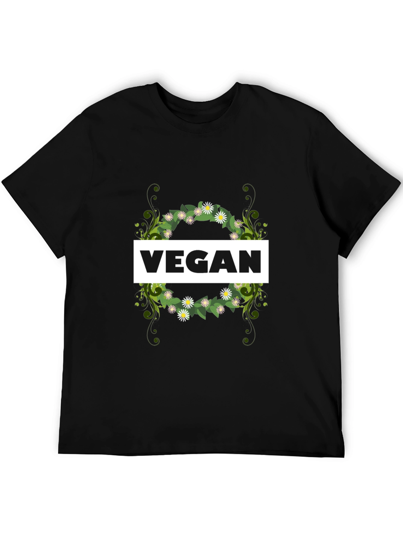 Black Vegan Floral Wreath Tee view 5
