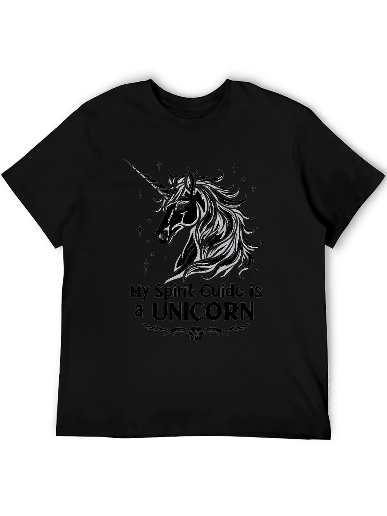 Black My Spirit Guide is a Unicorn Graphic T-Shirt view 5