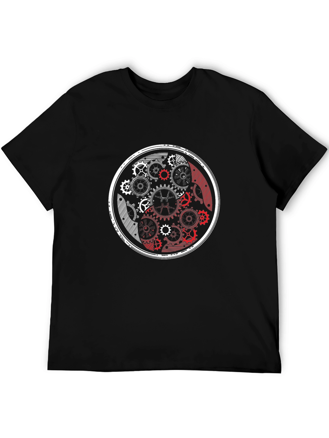 Black Yin Yang Gears Black Graphic Tee view 5