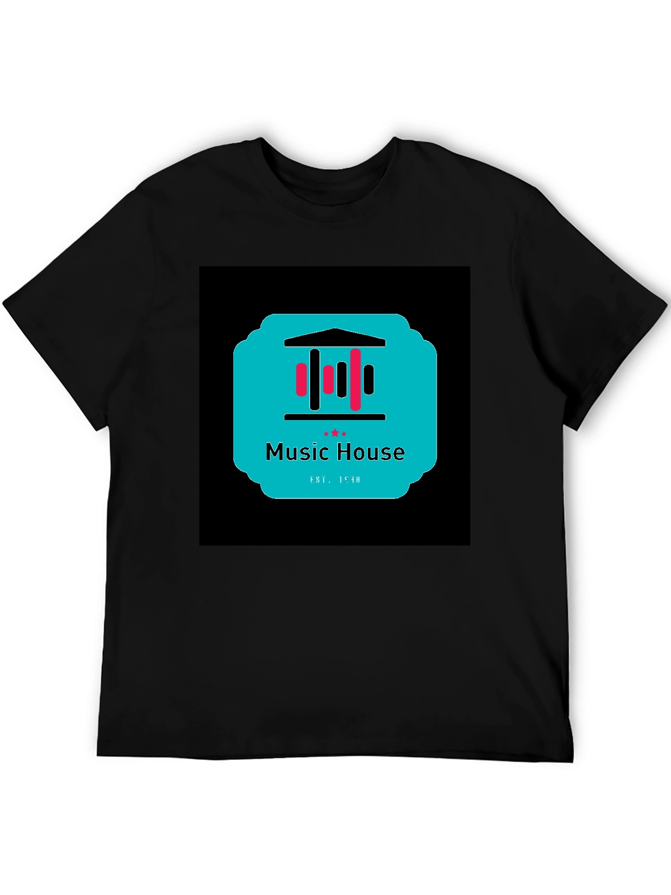 Black Music House Graphic Tee - Black Unisex T-Shirt view 5