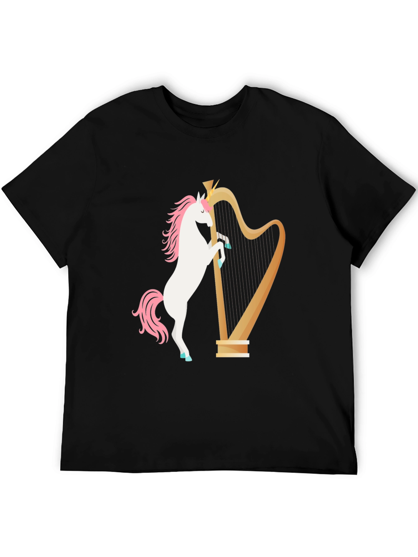 Black Unicorn Harp Graphic Tee - Black view 5