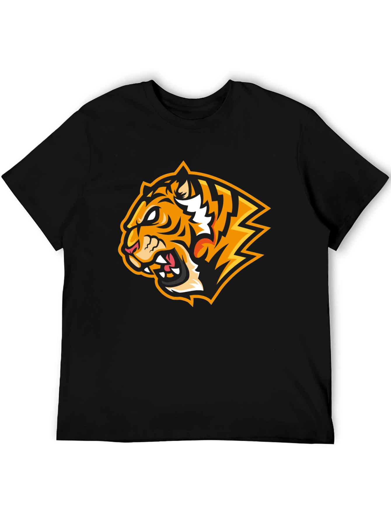 Black Fierce Tiger Graphic Print Black T-Shirt view 5