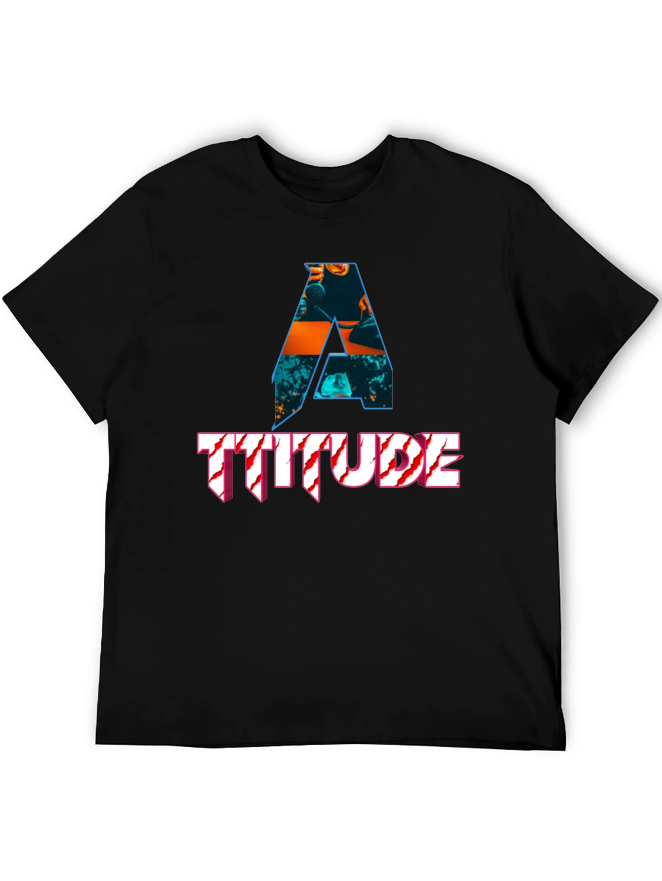 Black Attitude Graphic Print Black T-Shirt view 5