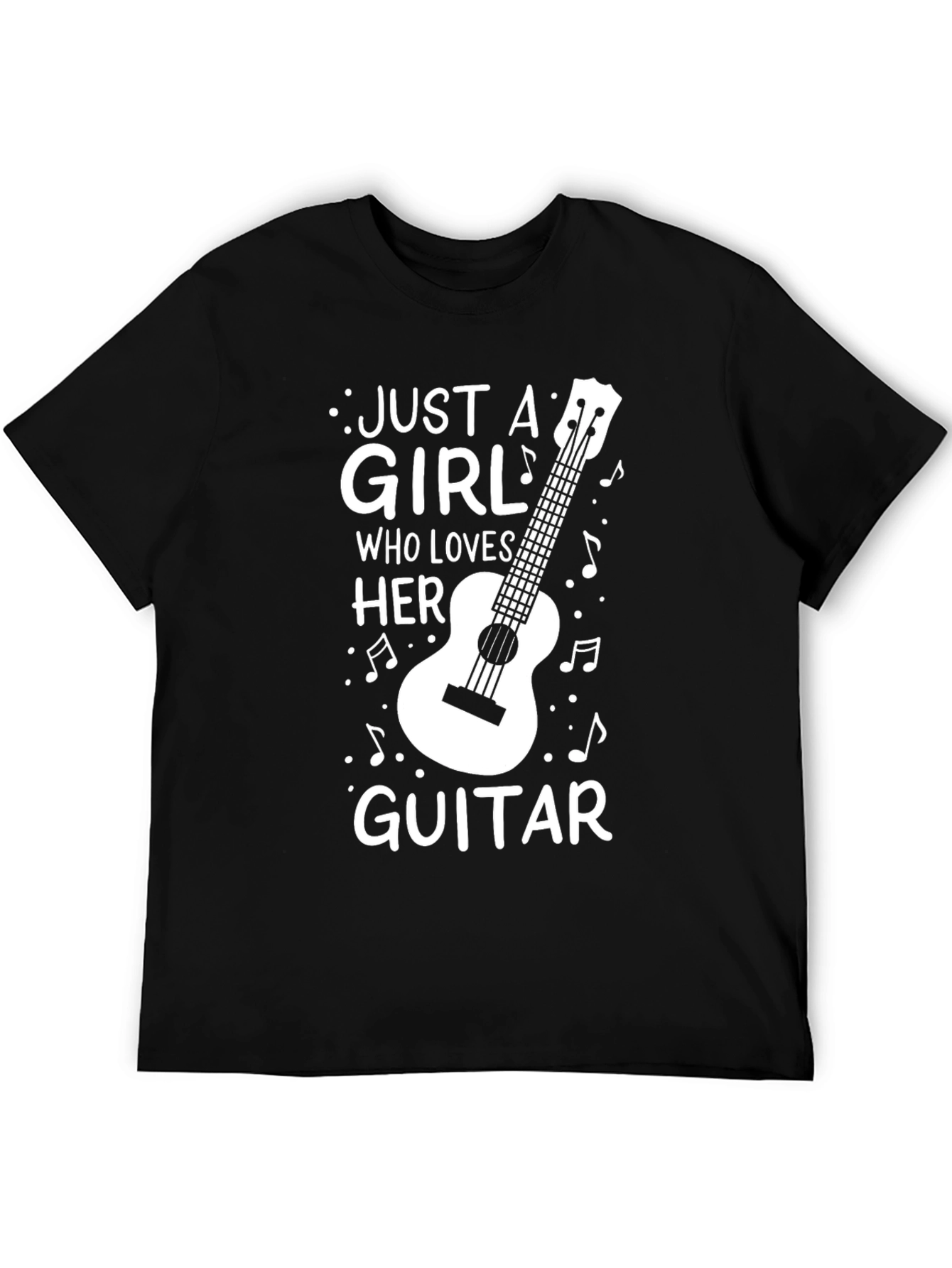 Black Just a Girl Who Loves Her Guitar T-Shirt view 5