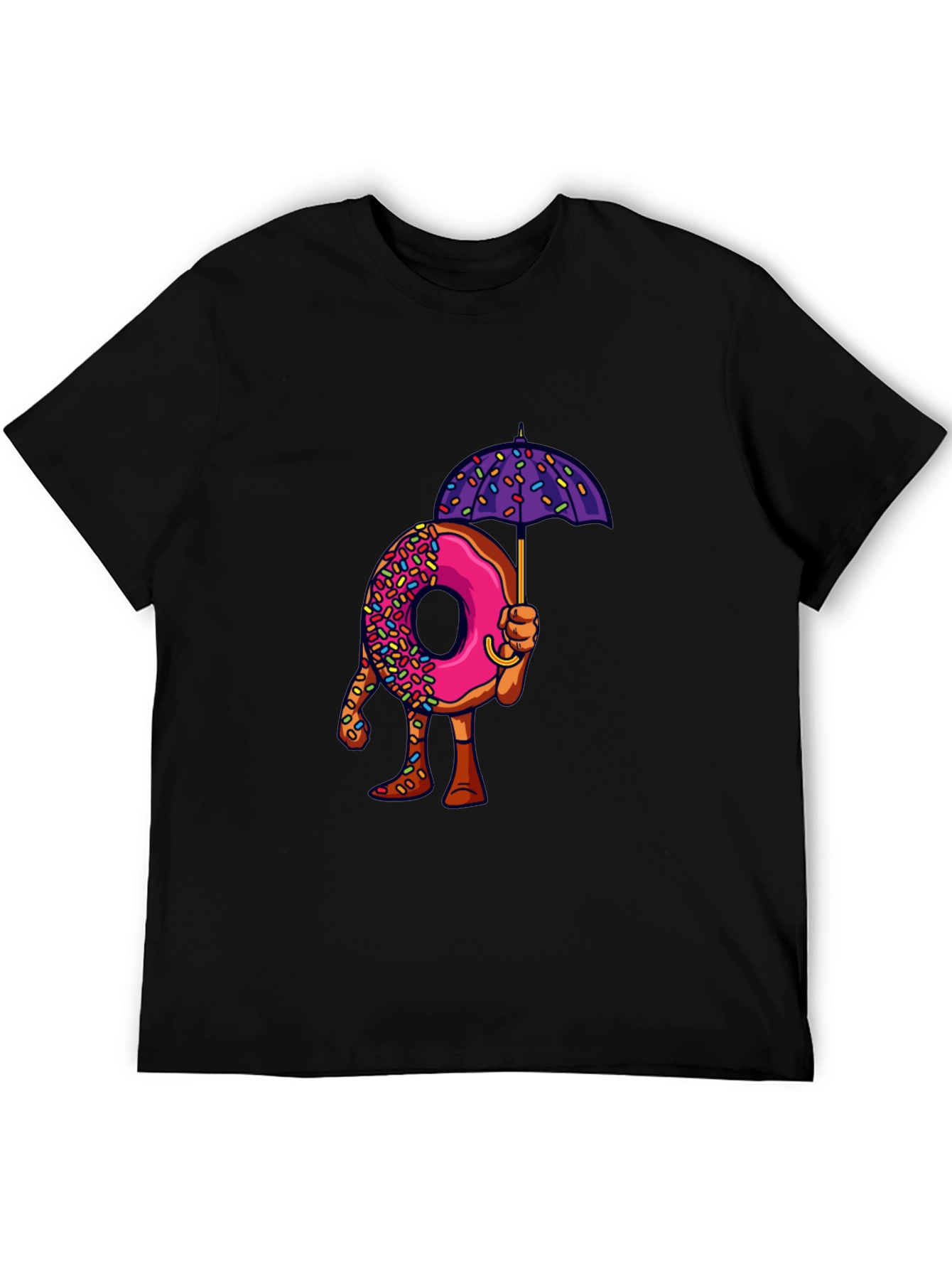 Black Donut Umbrella Graphic Tee - Unique Novelty Design view 5