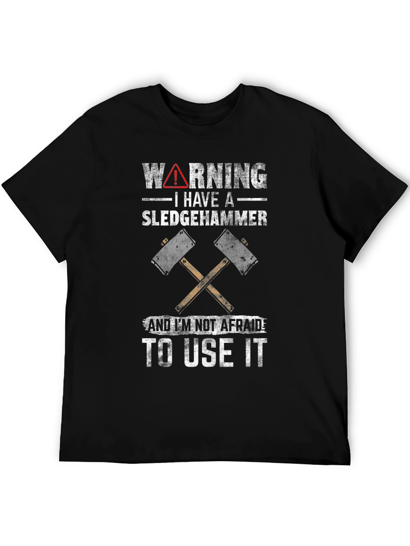 Black Warning Sledgehammer Graphic Tee view 5