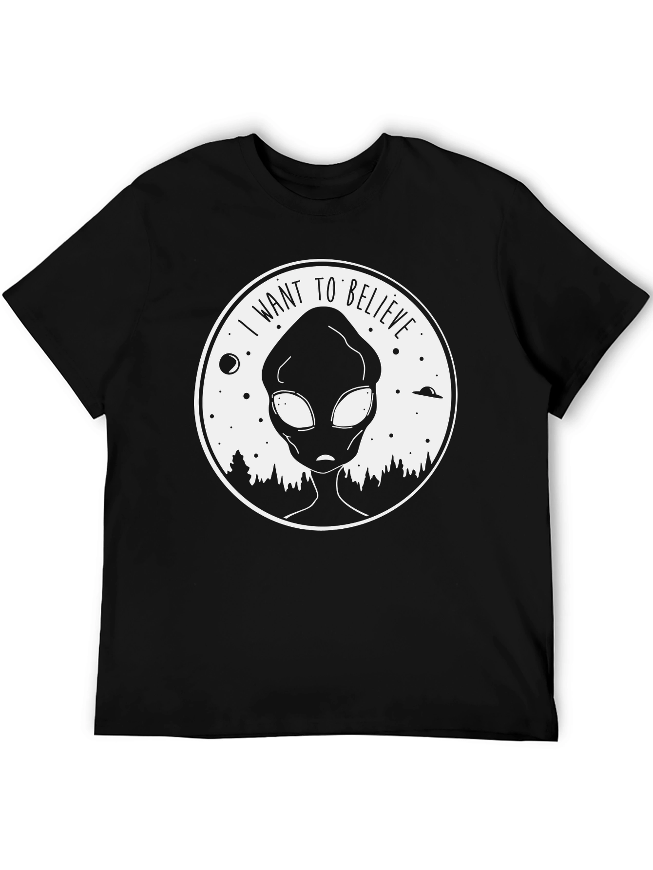Black I Want To Believe Alien T-Shirt view 5