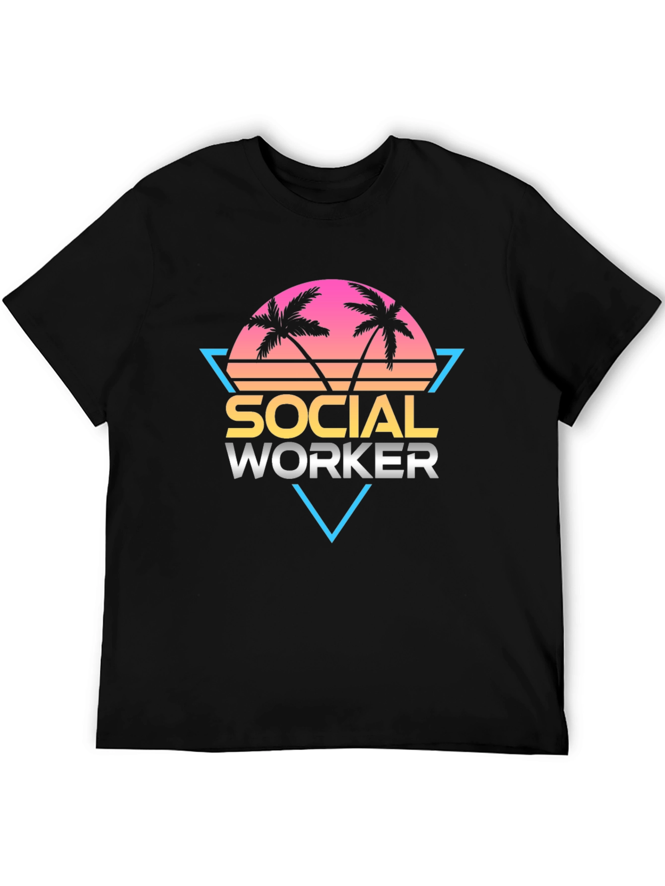 Black Social Worker Graphic Tee - Retro Palm Design view 5
