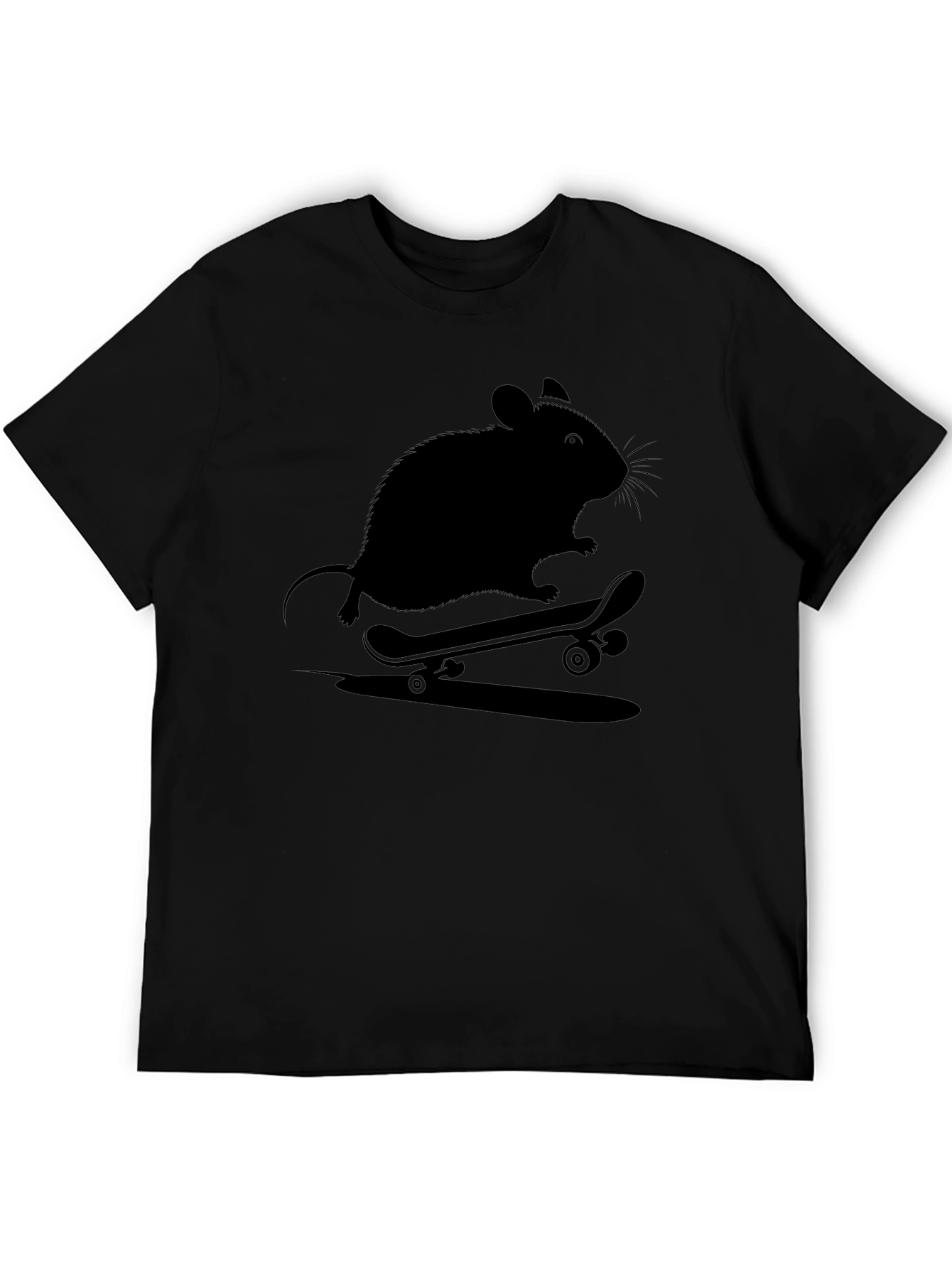 Black Skateboarding Rat Graphic Tee - Cool Casual Shirt view 5