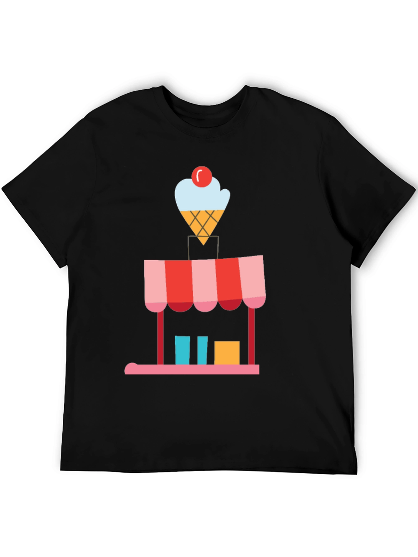 Black Ice Cream Shop Graphic Tee - Black Cotton T-Shirt view 5