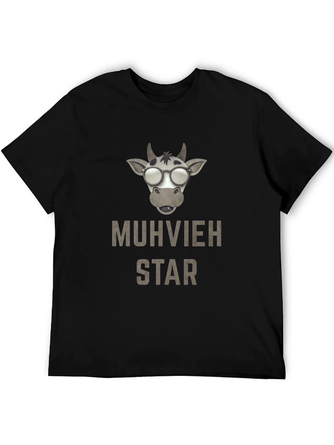 Black Muhvieh Star Cow T-Shirt - Black Cotton Tee view 5
