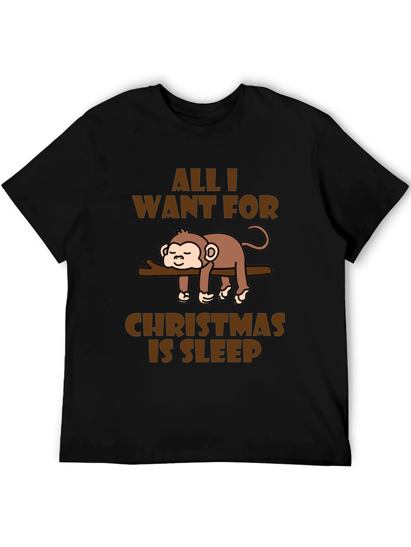 Black Funny Monkey Christmas Sleep T-Shirt view 5