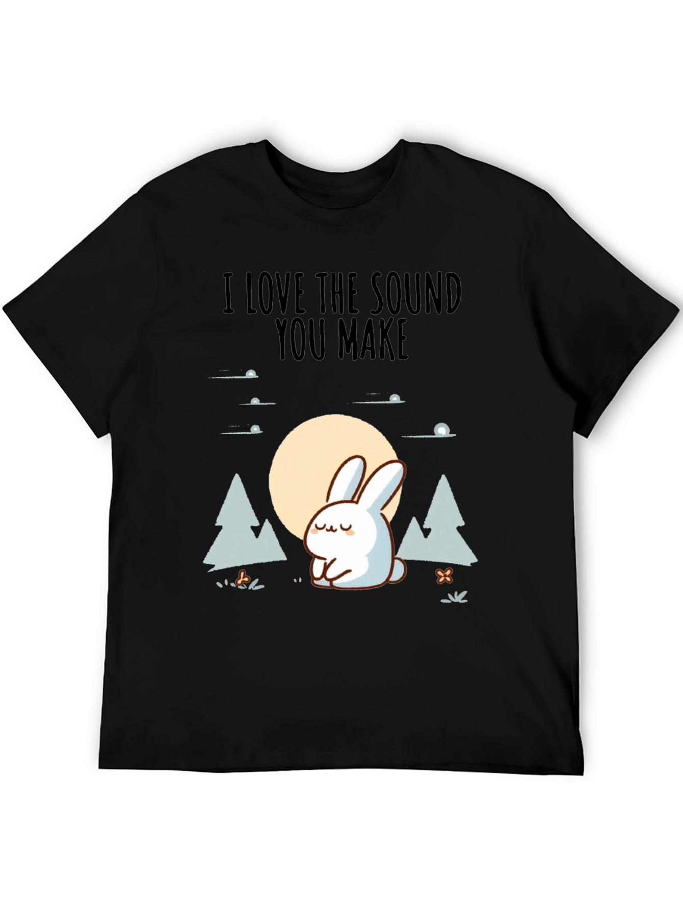 Black Cute Rabbit Graphic Tee - "I Love the Sound You Make" view 5