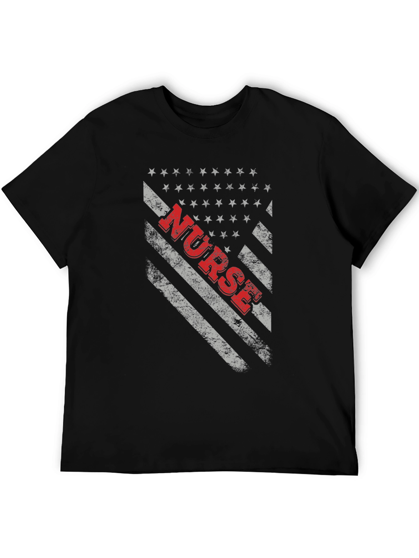 Black Nurse American Flag T-Shirt - Patriotic Healthcare Tee view 5