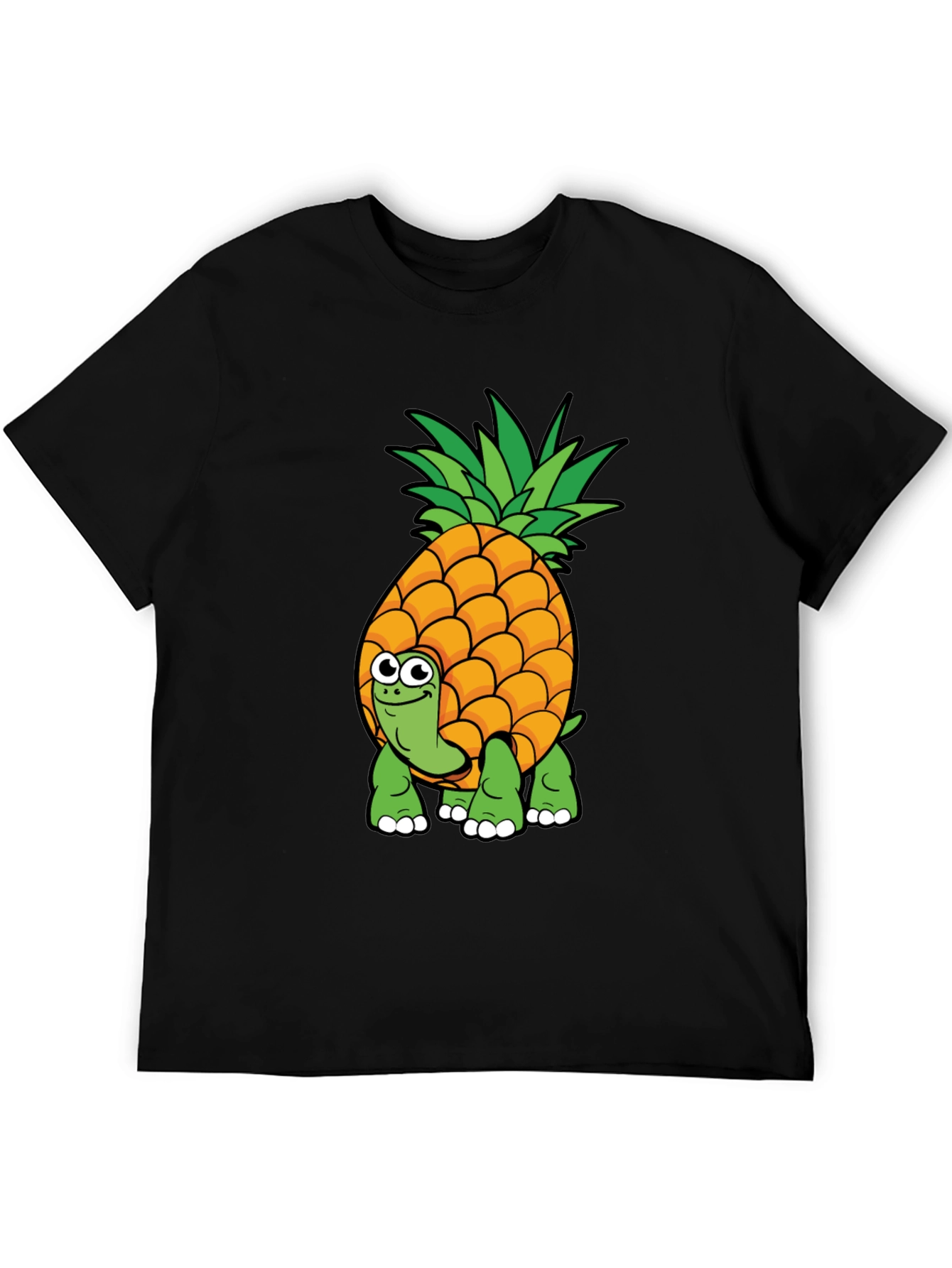 Black Pineapple Turtle Graphic Tee - Novelty Cartoon Shirt view 5